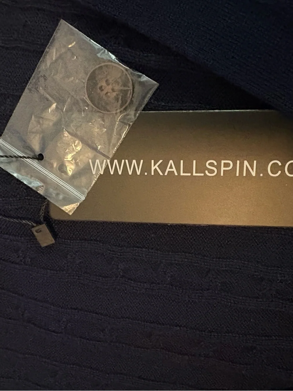 NWT Kallspin Wool Blend Cable Knit Cardigan Large Navy